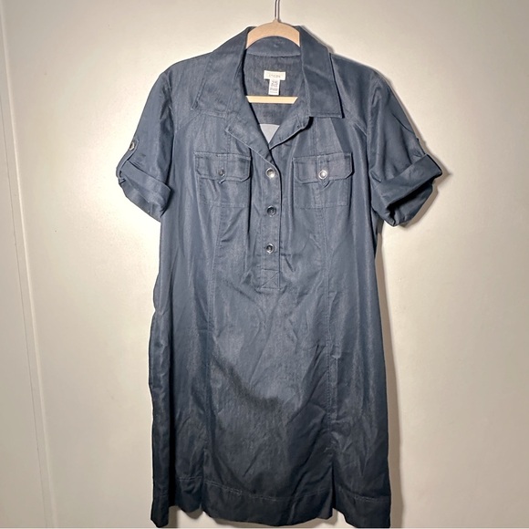 Chico's Dresses & Skirts - Chico's Navy Cotton Beachy Boho Shirt Dress Size 2.5 (Larg) Minimalist Lagenlook